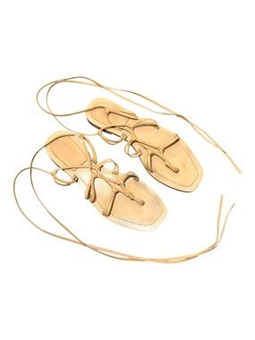ANTHROPOLOGIE Neutral Tan Lace-Up Gladiator Sandals
